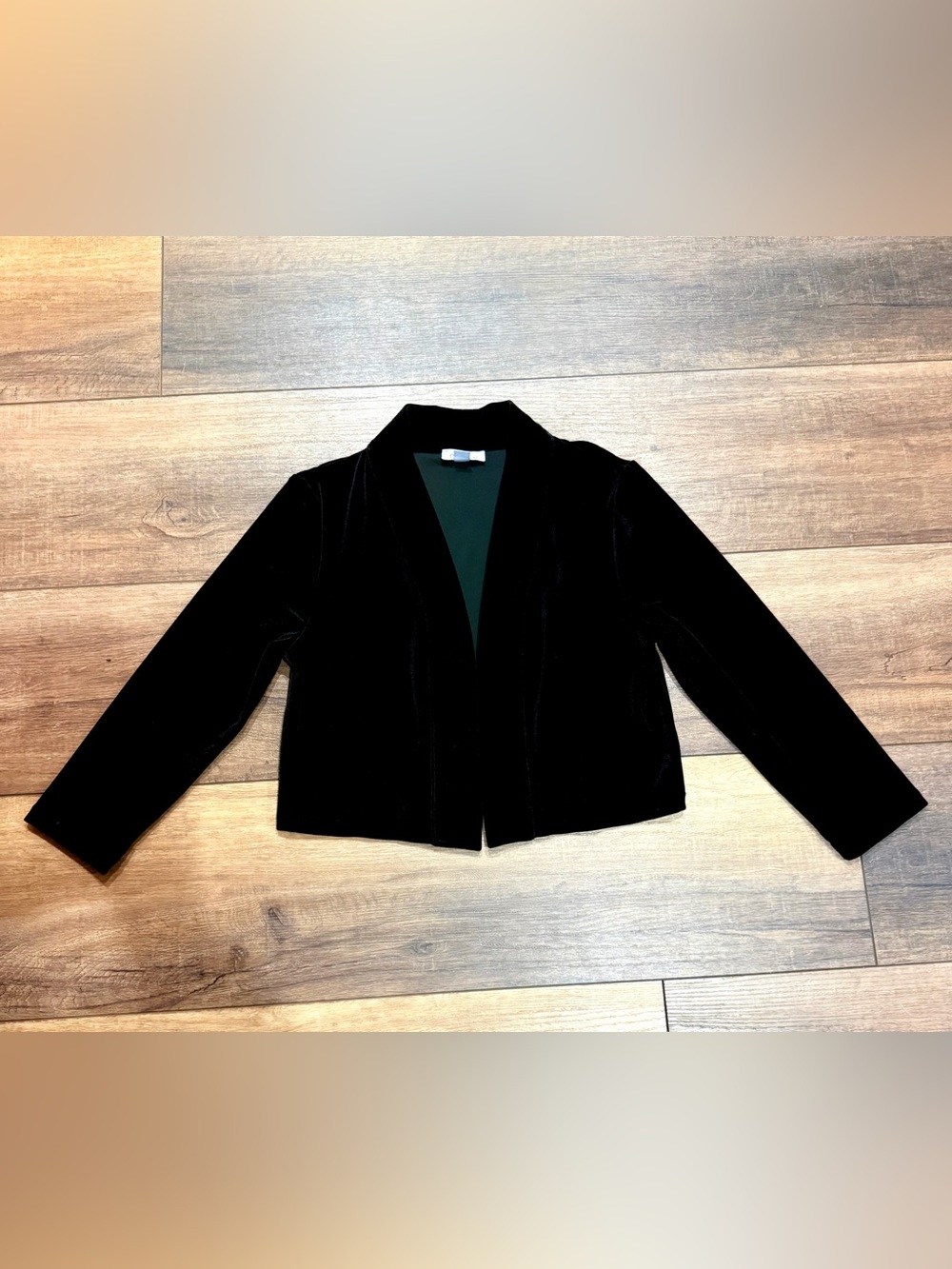 Women’s Vintage Calvin Klein Black Velvet Open-Front Blazer Size Small